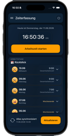 zeamex App: Arbeitszeiterfassung auf dem Smartphone
