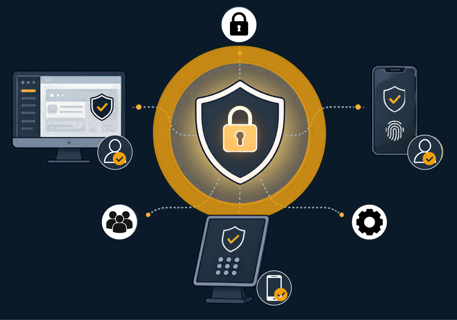 Infografik zu geschützten Zugängen für Portal, App und Terminal in zeamex
